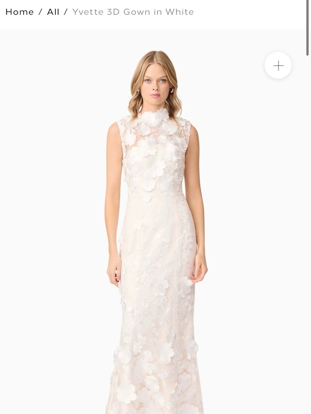 Elliatt White Sleeveless Maxi Dress with 3D Floral Appliqués